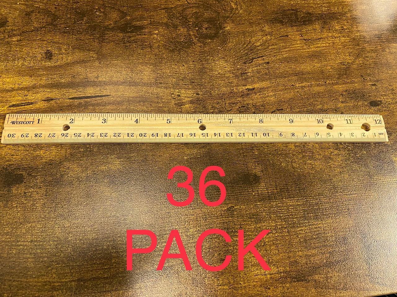 Amazon Wholesale Lot Of 36 Westcott Hole Punched Wood Ruler Metal Edge 12 Inches