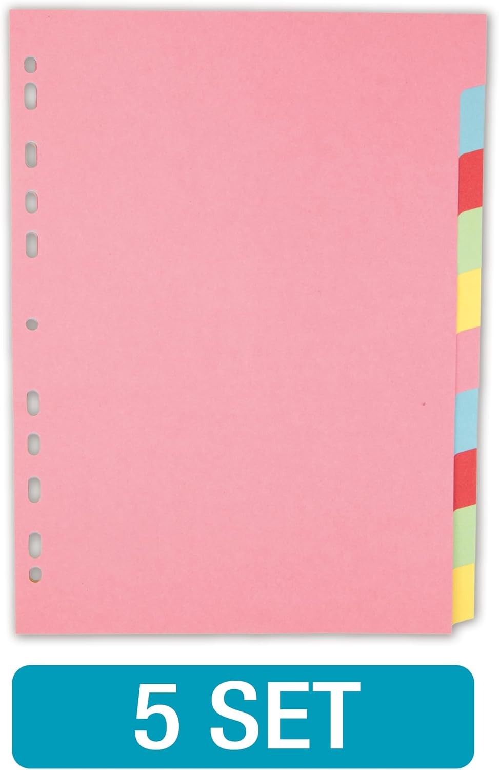 Elba 5 Pack A4 File Dividers, 10 Part Card Folder Dividers