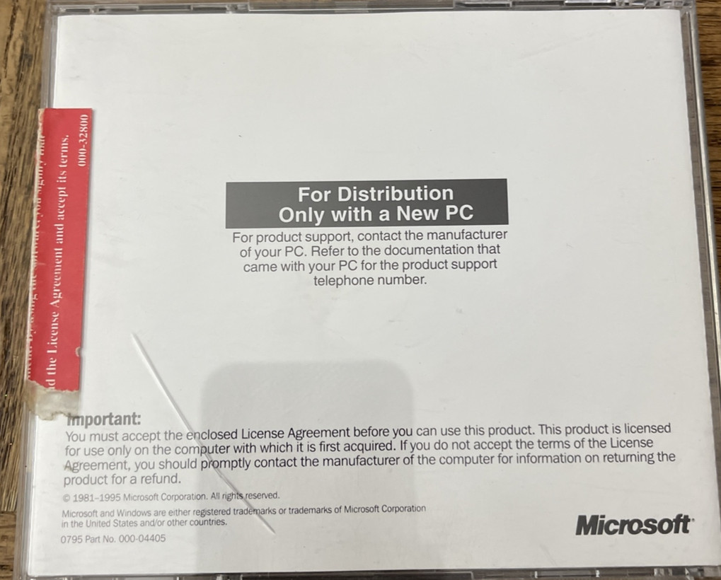 Microsoft Windows 95 PC Software