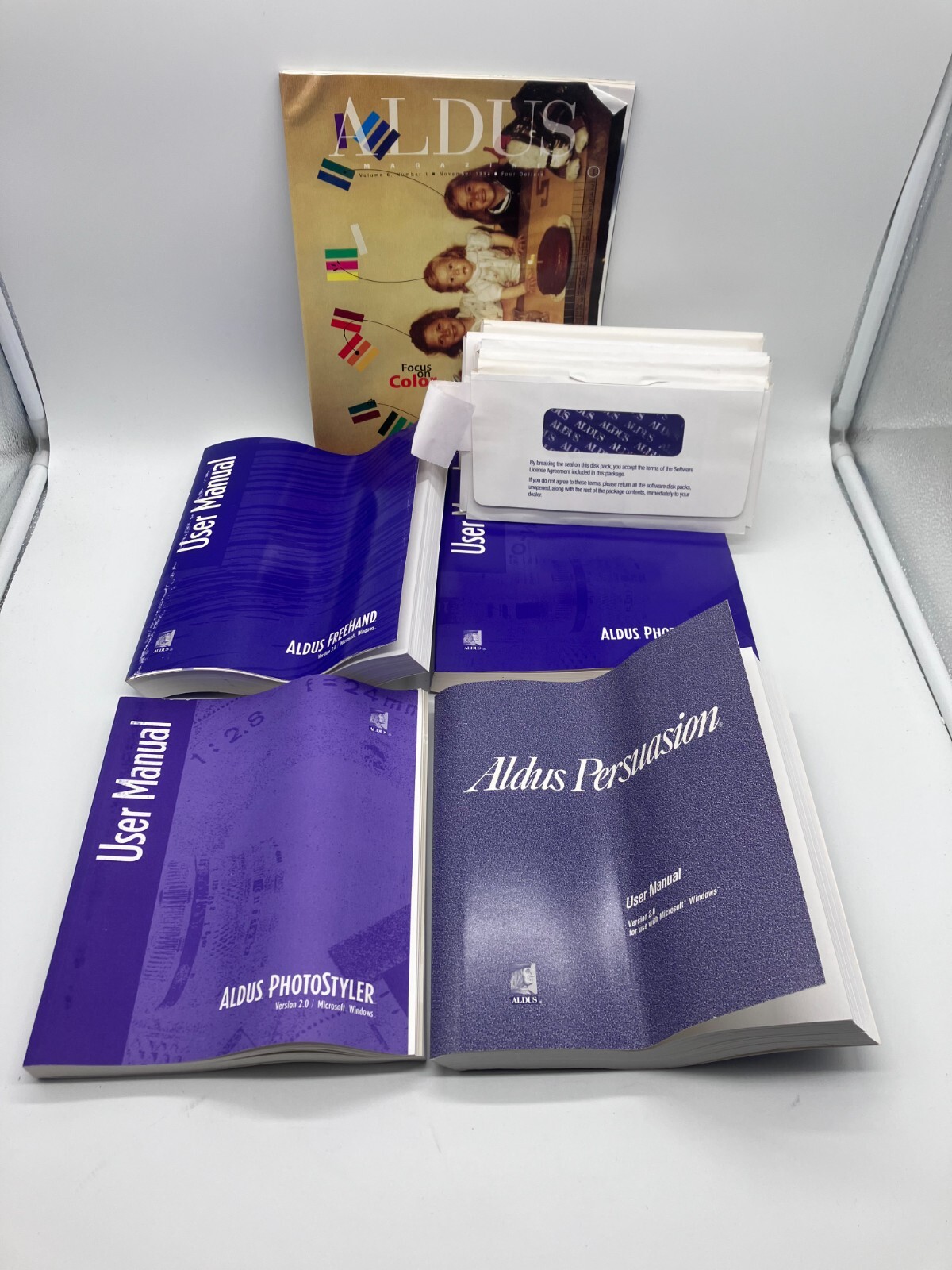 Aldus Photostyler + Freehand Manuals + 30+ Floppy Discs in Envelopes