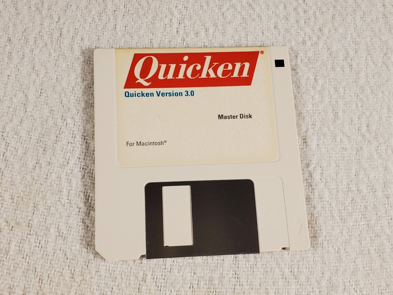 Vtg 1991 Floppy Disk Quicken 400K Master Floppy Disk Macintosh Version 3.0
