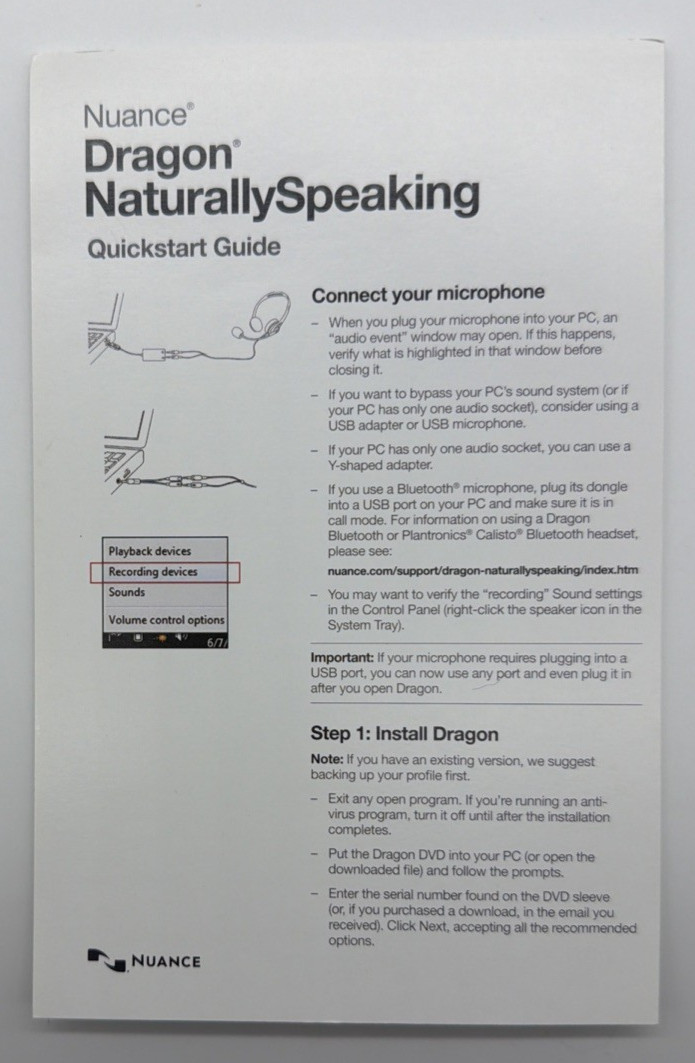NUANCE Dragon NaturallySpeaking Premium Speech Recognition Software Version 13