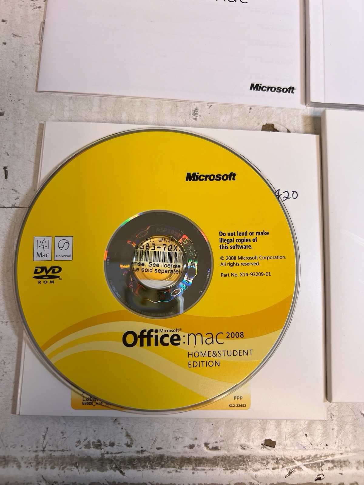 Microsoft Office Mac 2008 Home & Student Edition CD Word Excel Powerpoint