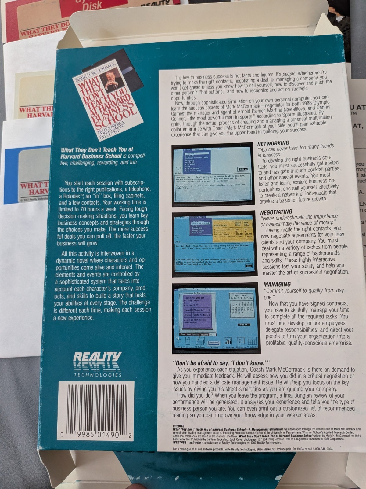 VINTAGE What They Don’t Teach You at Harvard Business School- IBM PC – 5.25″ CIB