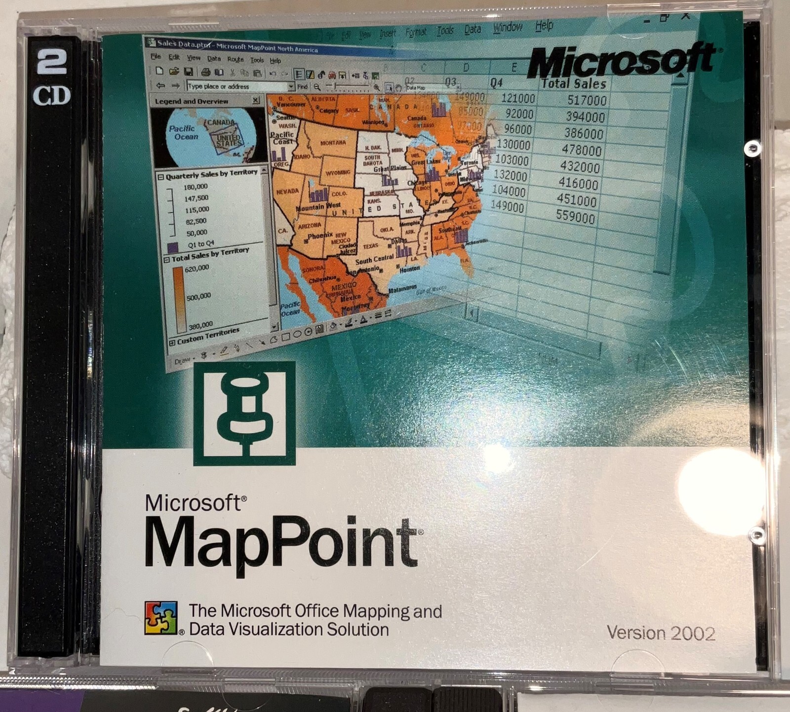 Microsoft Mappoint version 2002 + Master Maps + Precision Mapping – 3 preowned