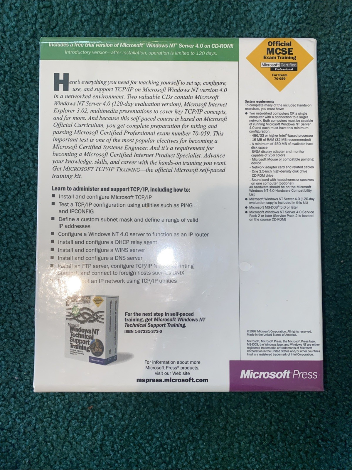 Microsoft Windows NT 4.0 TCP/IP Training Software New Sealed