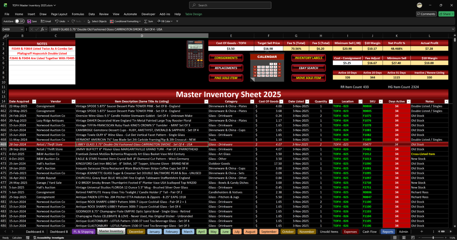 Reseller Inventory & Sales Tracking System Excel Workbook No Subscription (Pre)