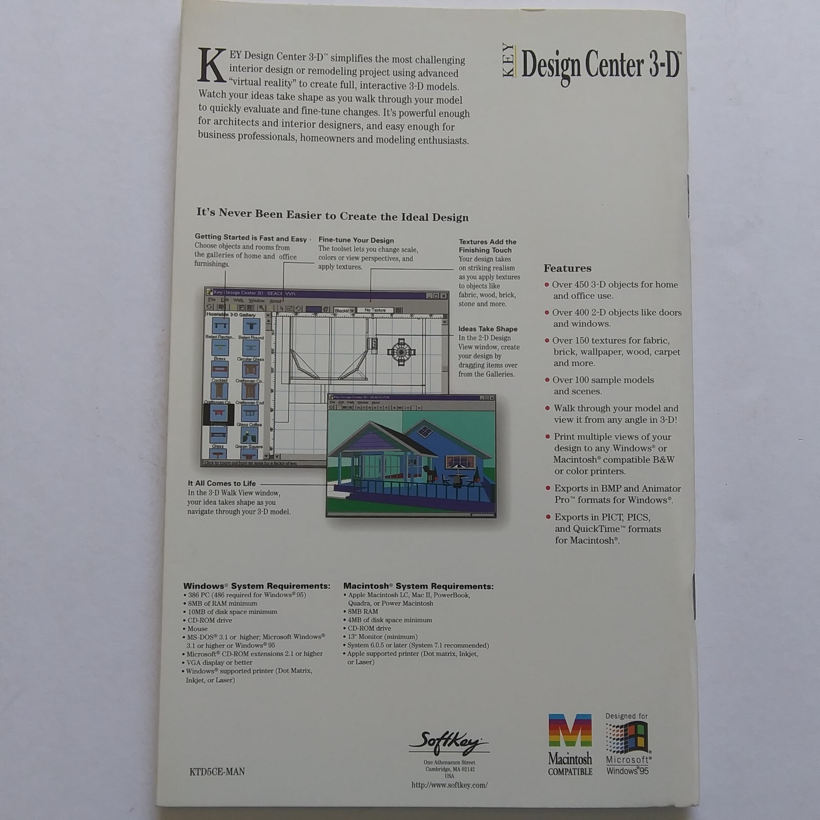 Softkey Key Design Center 3-D-Explore Design Ideas in Full Interactive 3D Manual