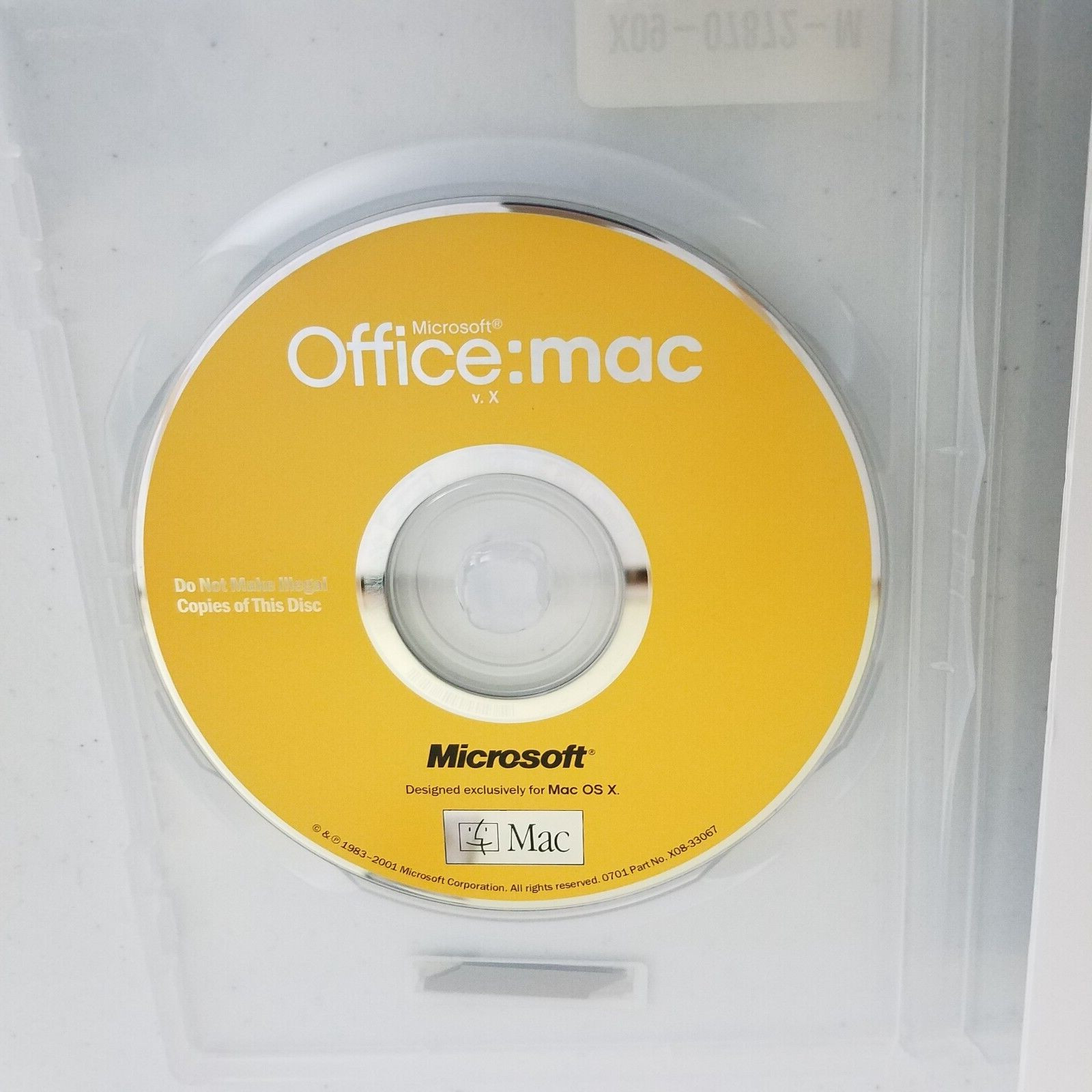 Office Mac OS X Software Disc CD 2001 Serial # Product Key Number in Case + Docs