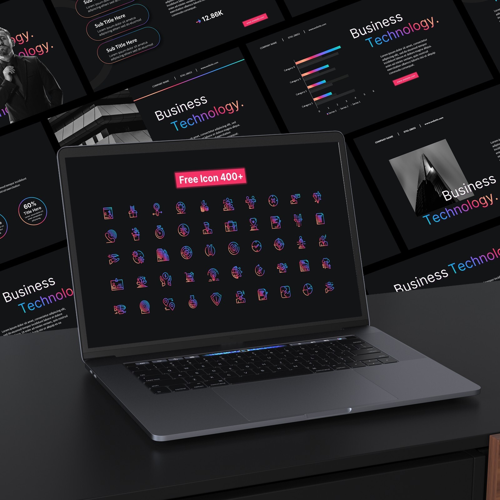 Minimalist Black PowerPoint Template – Modern & Professional Design for Business