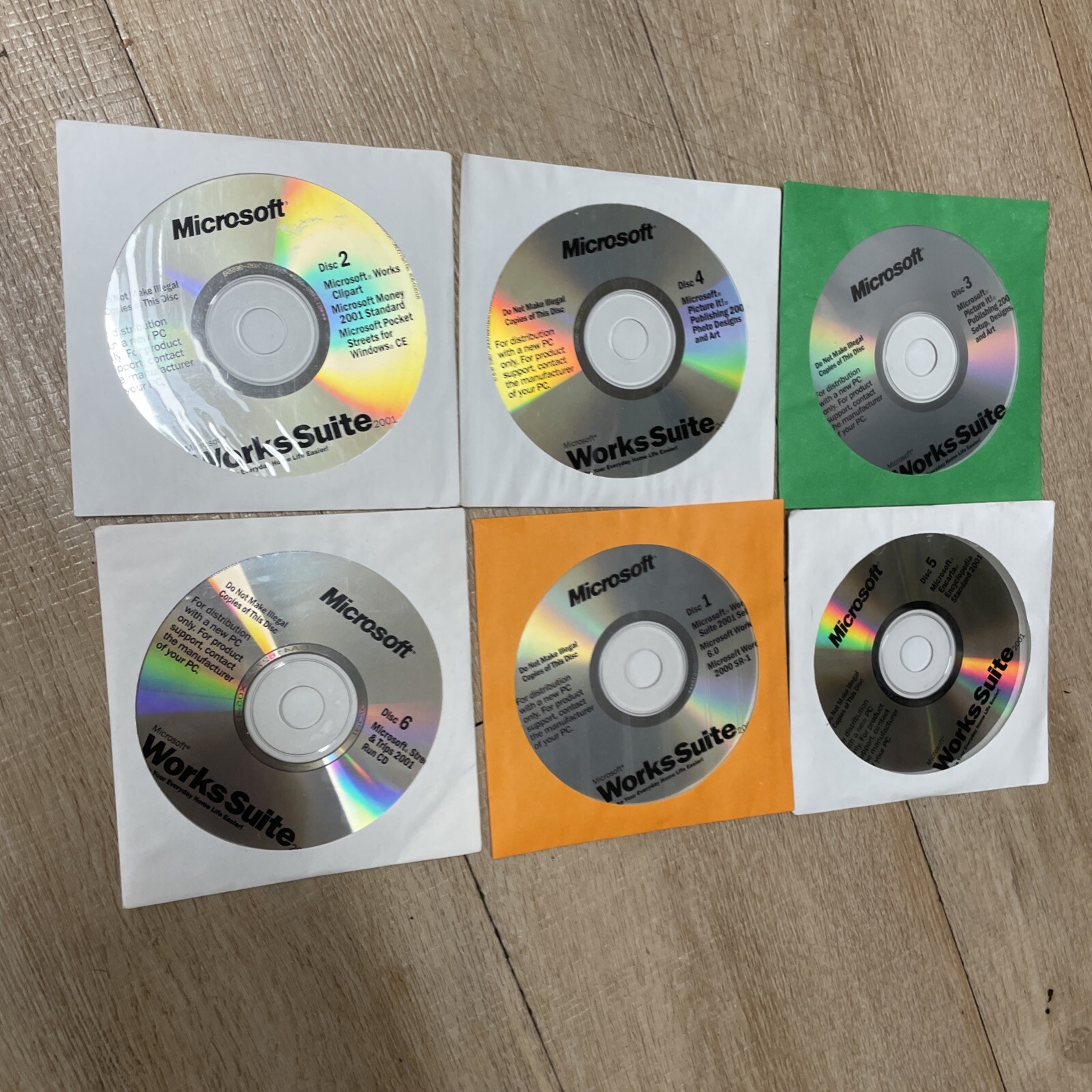 Microsoft Works Suite Software 2001 Disks 1 – 6 VINTAGE TECH (PC)