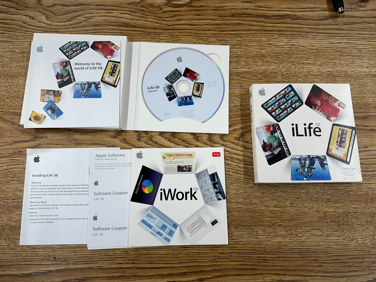 APPLE iWork 08 RETAIL VERSION & APPLE iLife 08 FAMILY PACK w/ BOXES