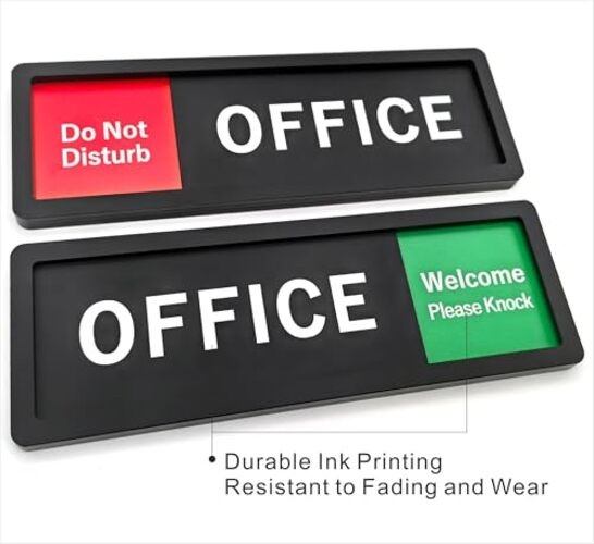 Office Sign – Do Not Disturb/Knock Welcome Slide Switch Sign, Premium Durable