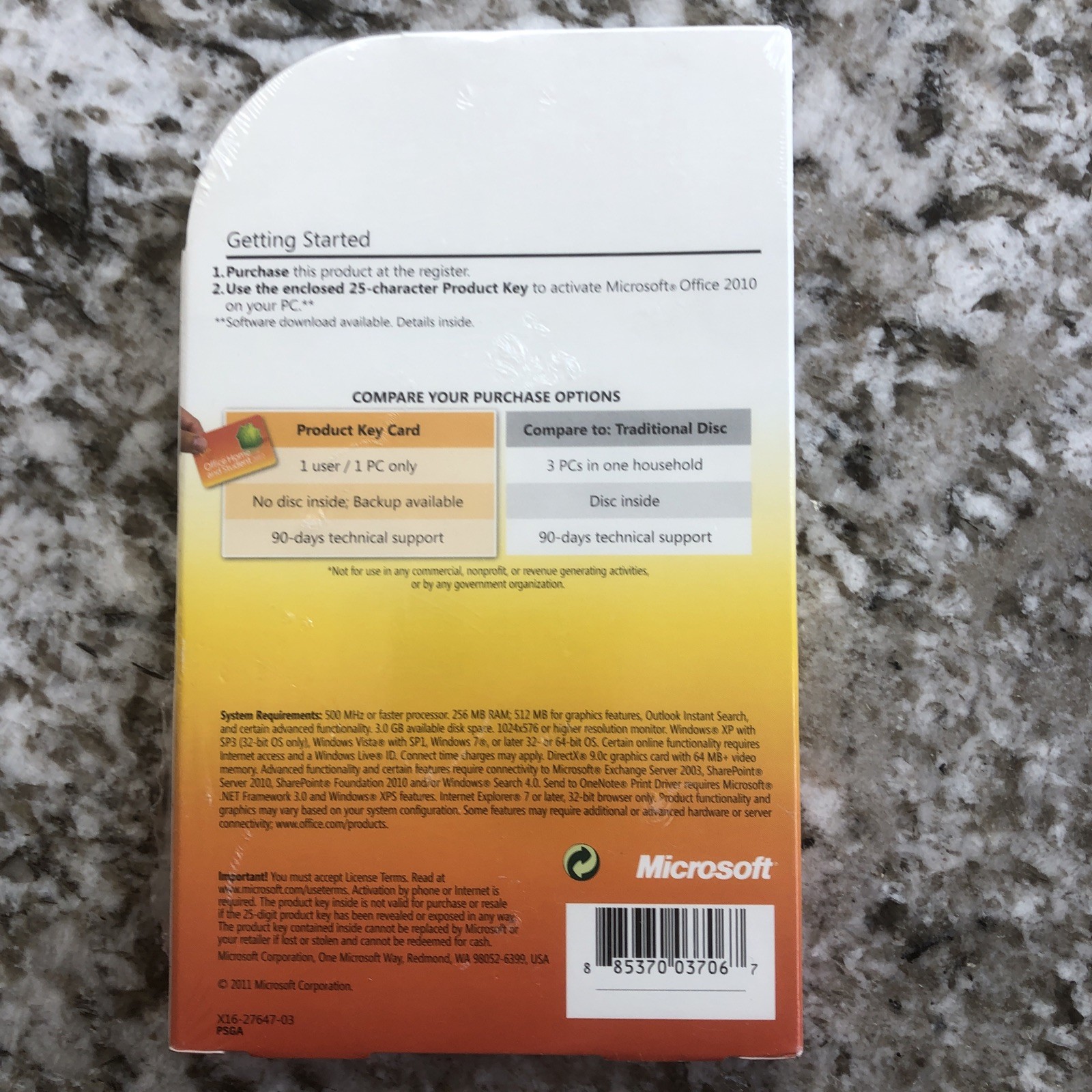 Microsoft Office 2010 Home & Student Retail Product Key Card Windows 1 PC New