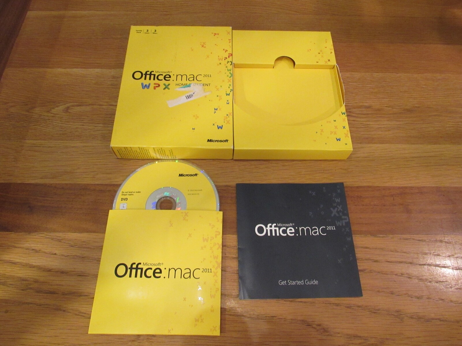 Microsoft Office Mac 2011 Home Student NO PRODUCT KEY ONLY DISC/MANUAL 3 USERS