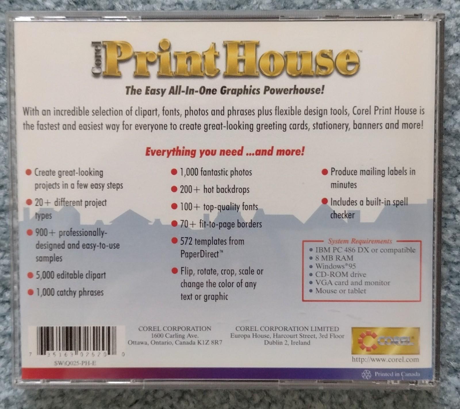 Corel Professional Office 7 Software and book, Print House and Photo Suite