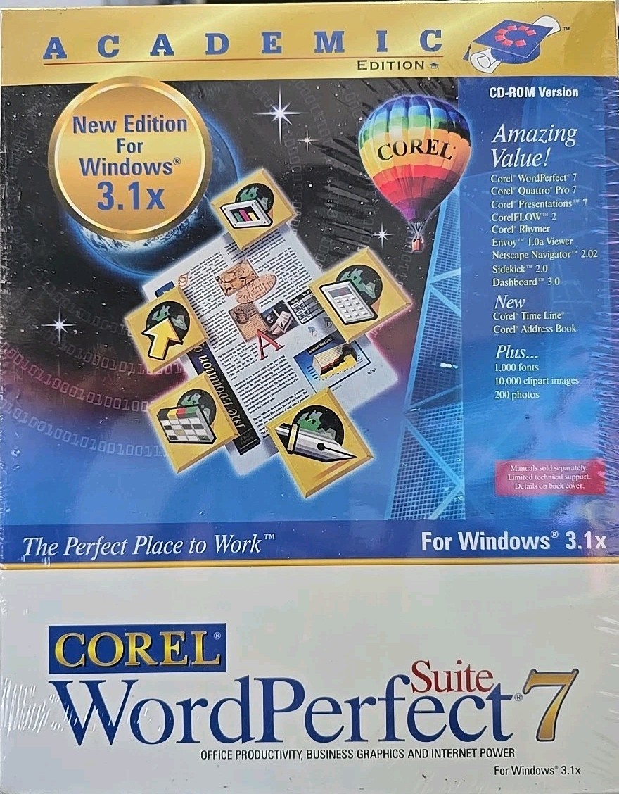 Corel WordPerfect Suite 7 Academic Edition For Windows 3.1x
