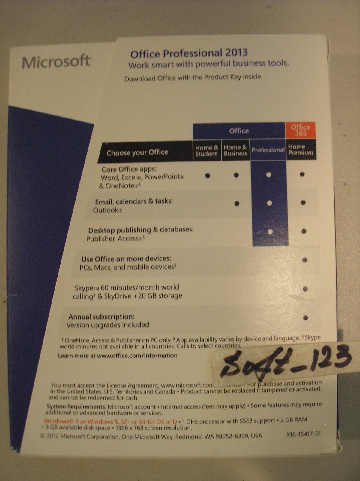 MS Microsoft Office 2013 Professional Full English Retail Boxed Version PKC=NEW=