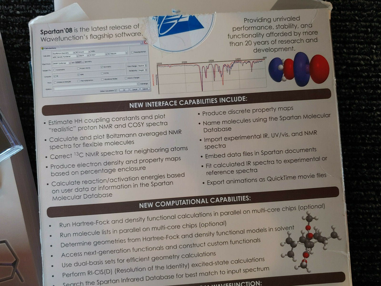 Spartan ’08 Macintosh edition Wavefunction chemistry education software Q-CHEM