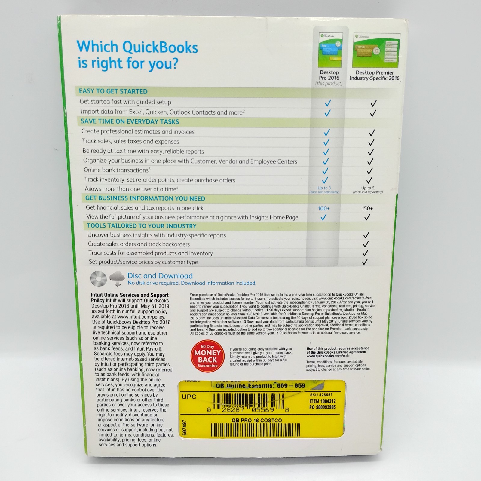 QuickBooks Desktop Pro 2016 for Windows PC w/ License Code, Genuine Authentic