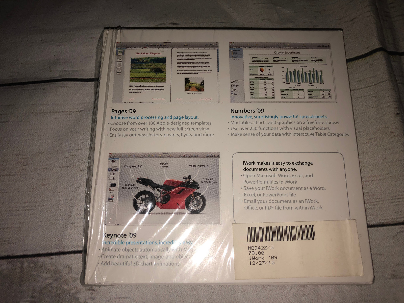 iWork ’09 Apple Office Productivity Suite Software MB942Z/A Mac Universal