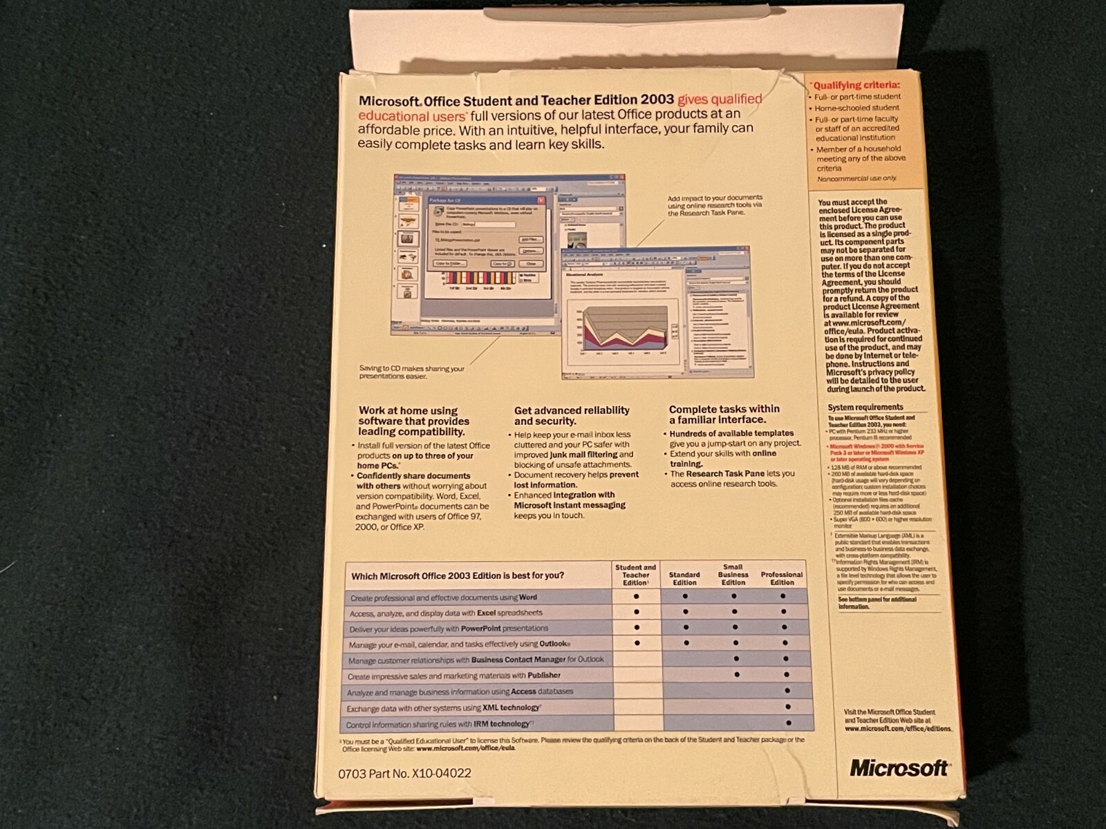 Microsoft Office Student and Teacher Edition 2003 Retail, Word Excel Powerpoint