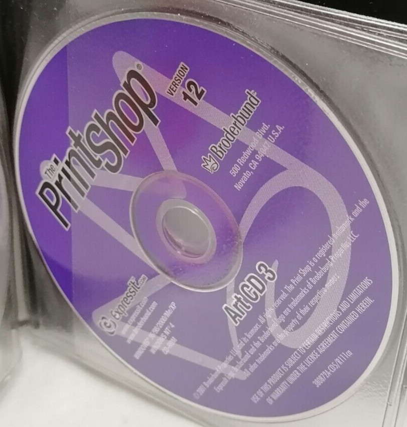 Vintage 2001 Broderbund The Printshop Version 12 Disk Set P/N:385016-FI