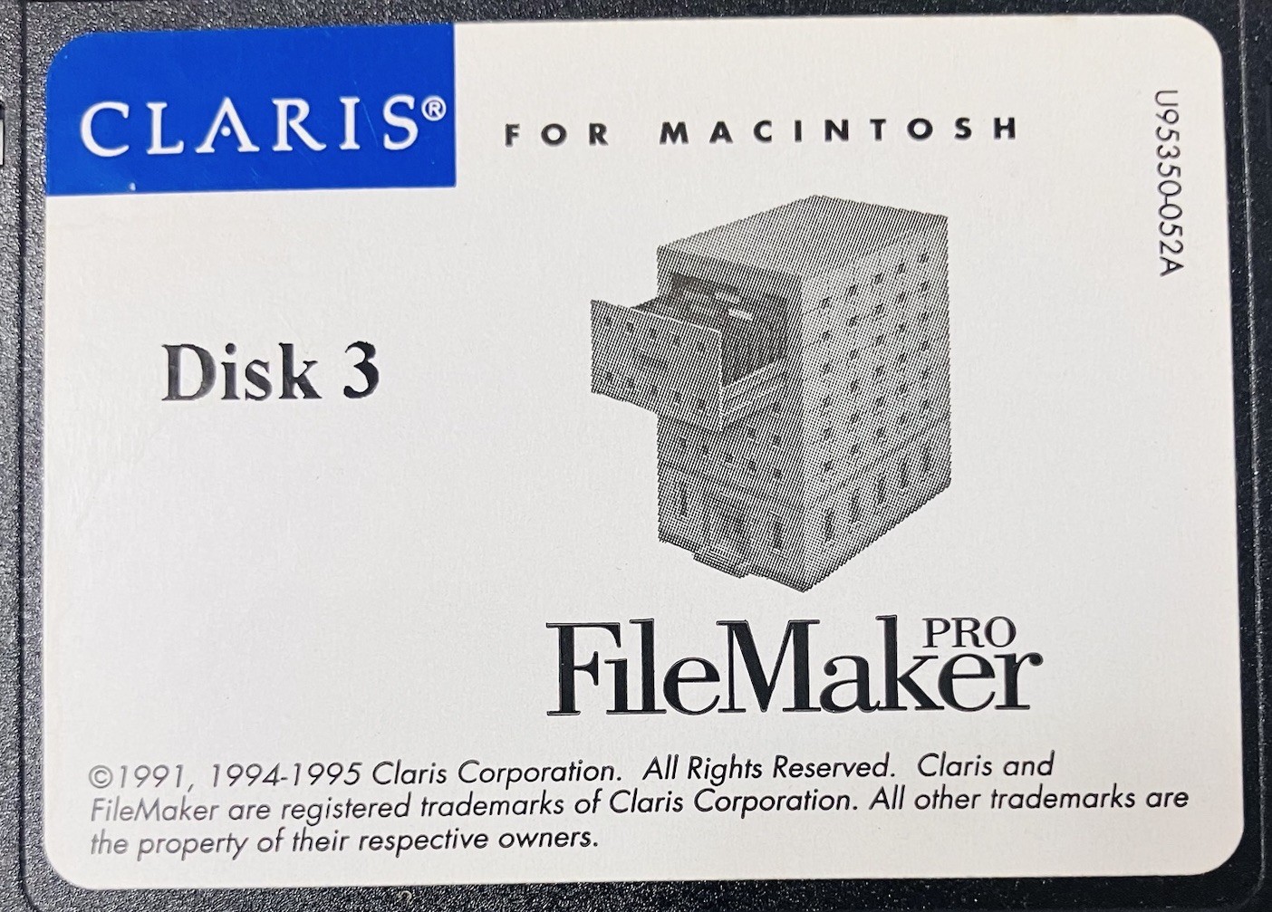 Claris FileMaker Pro Macintosh 3-Disk 3.5 Floppy Software Set 1995 Database