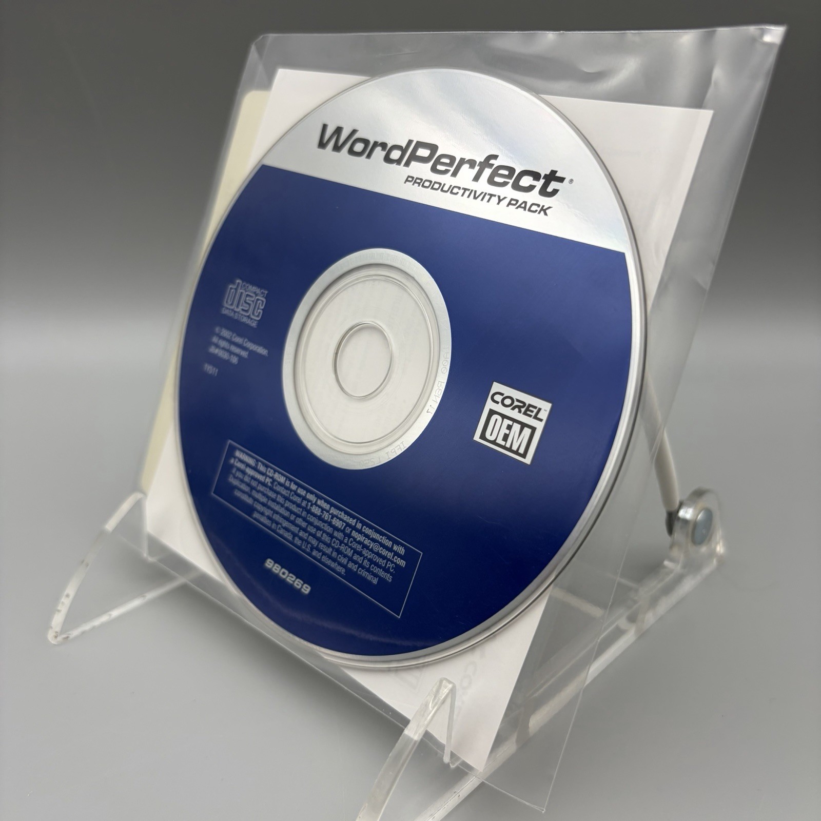 Word Perfect Productivity Pack 2002 Corel OEM #980269 CD Rom Software SEALED