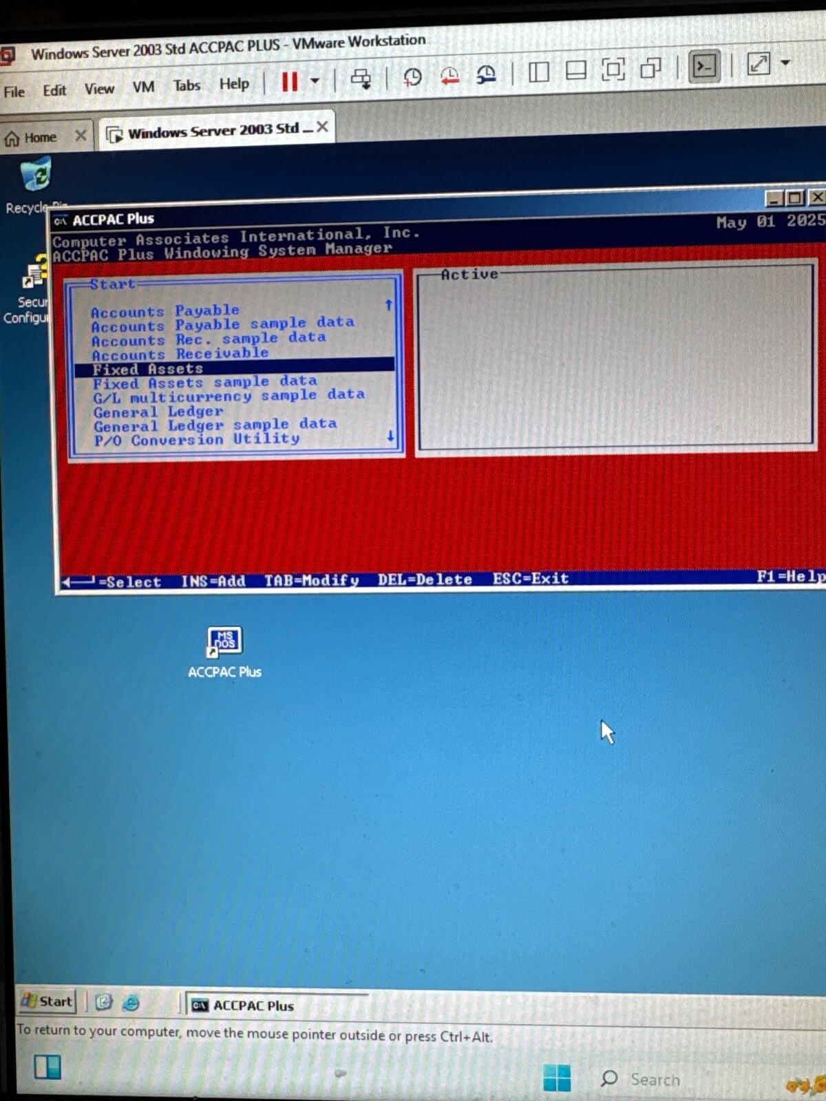 VM of functional unlocked Accpac Plus Accounting System. SM6.1 + modules
