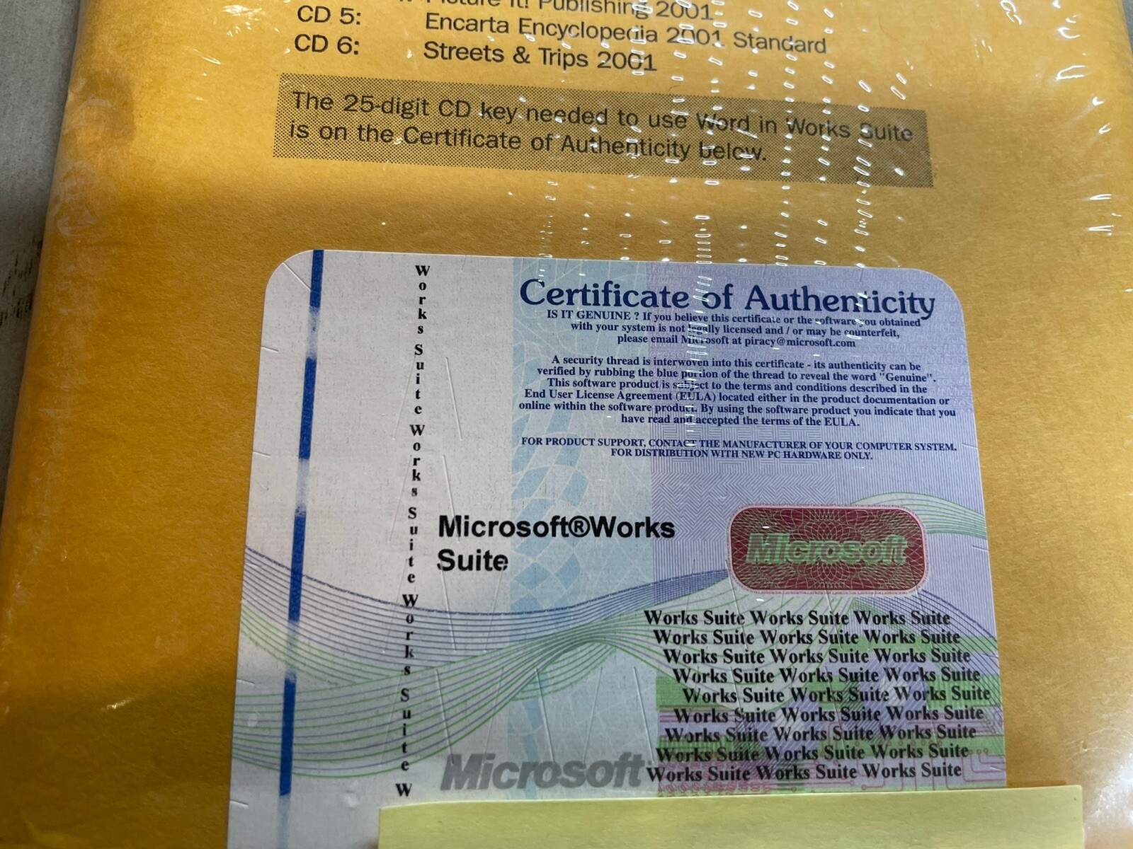 New & Sealed: Microsoft Works Suite 2001 w/ Word, ClipArt, Money, Encarta. 6 CDs