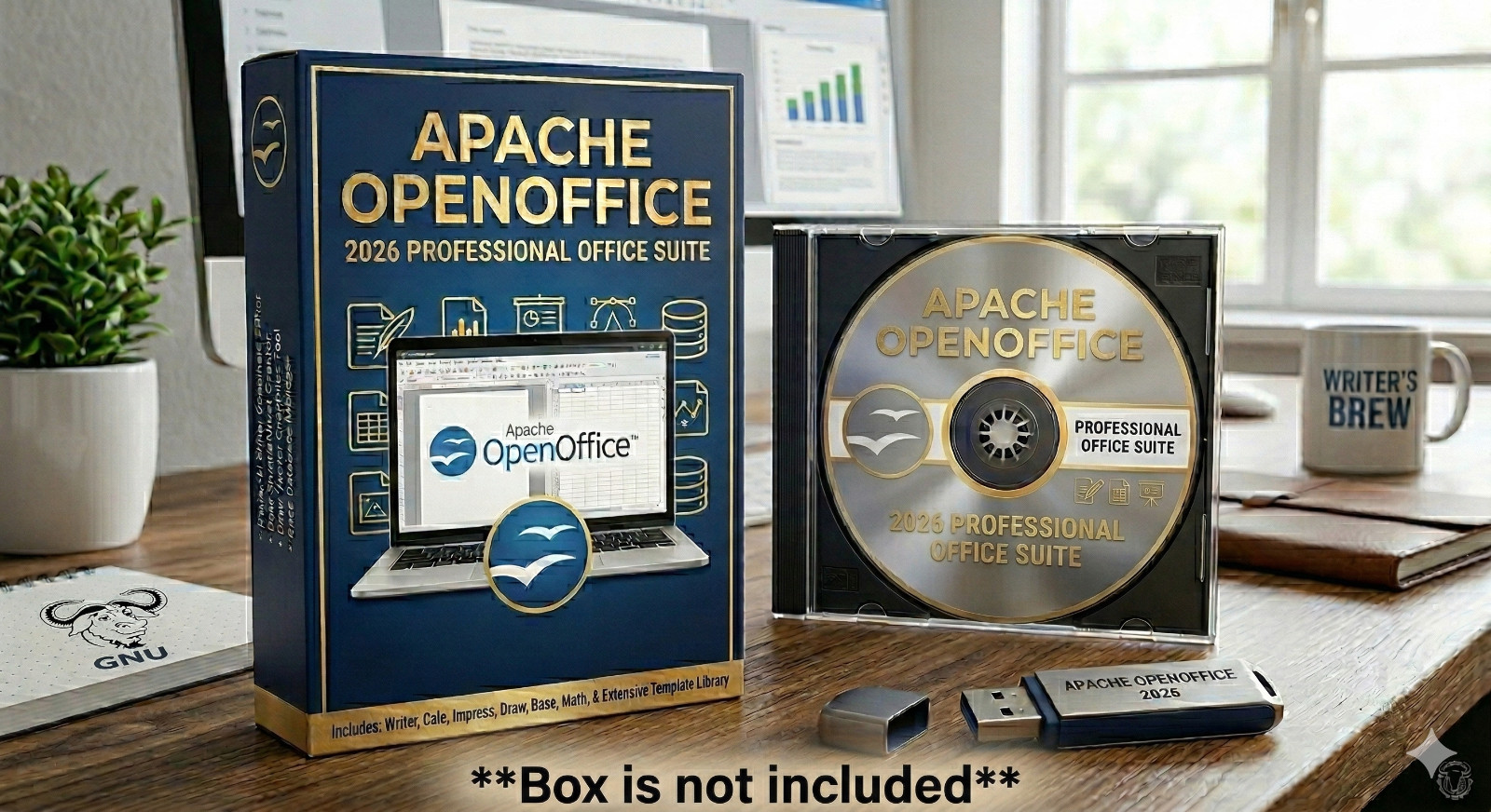 Apache OpenOffice Installation Media USB or DVD for Windows PC Offline Suite