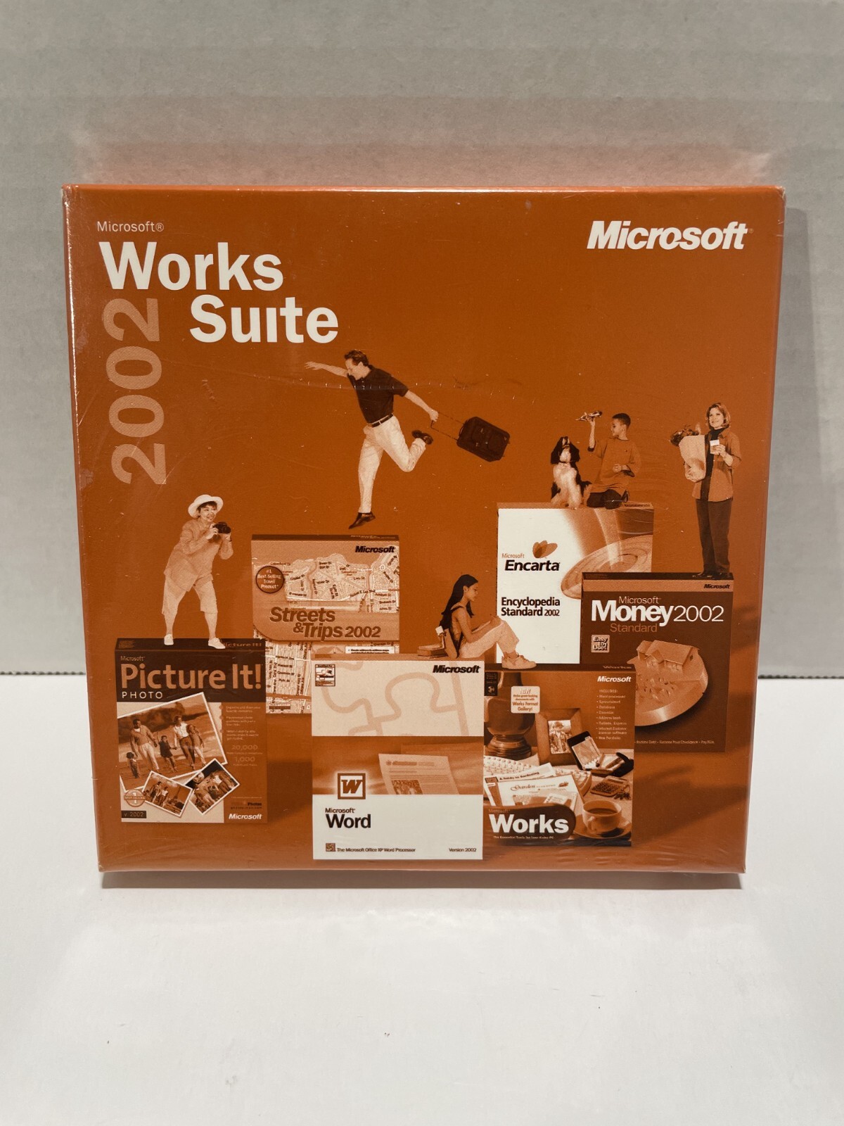 Microsoft Works Suite 2002 Word Money Picture It Encarta w/Product Key – New