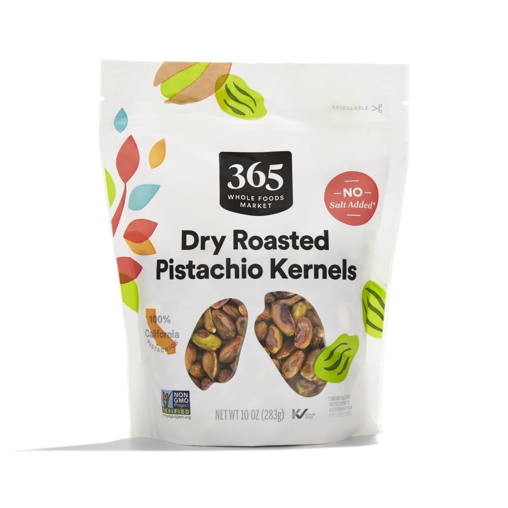365 by Whole Foods Market, Dry Roasted Pistachio Kernels, No Salt 10 OZ