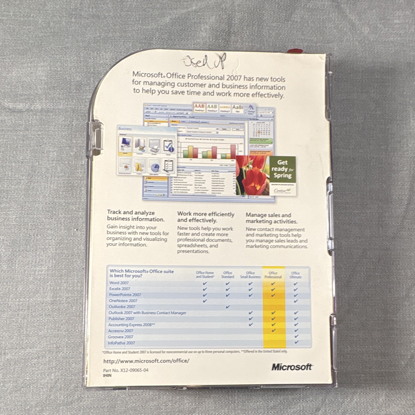 Microsoft Office Professional 2007 CD for Windows Academic License English 1 PC