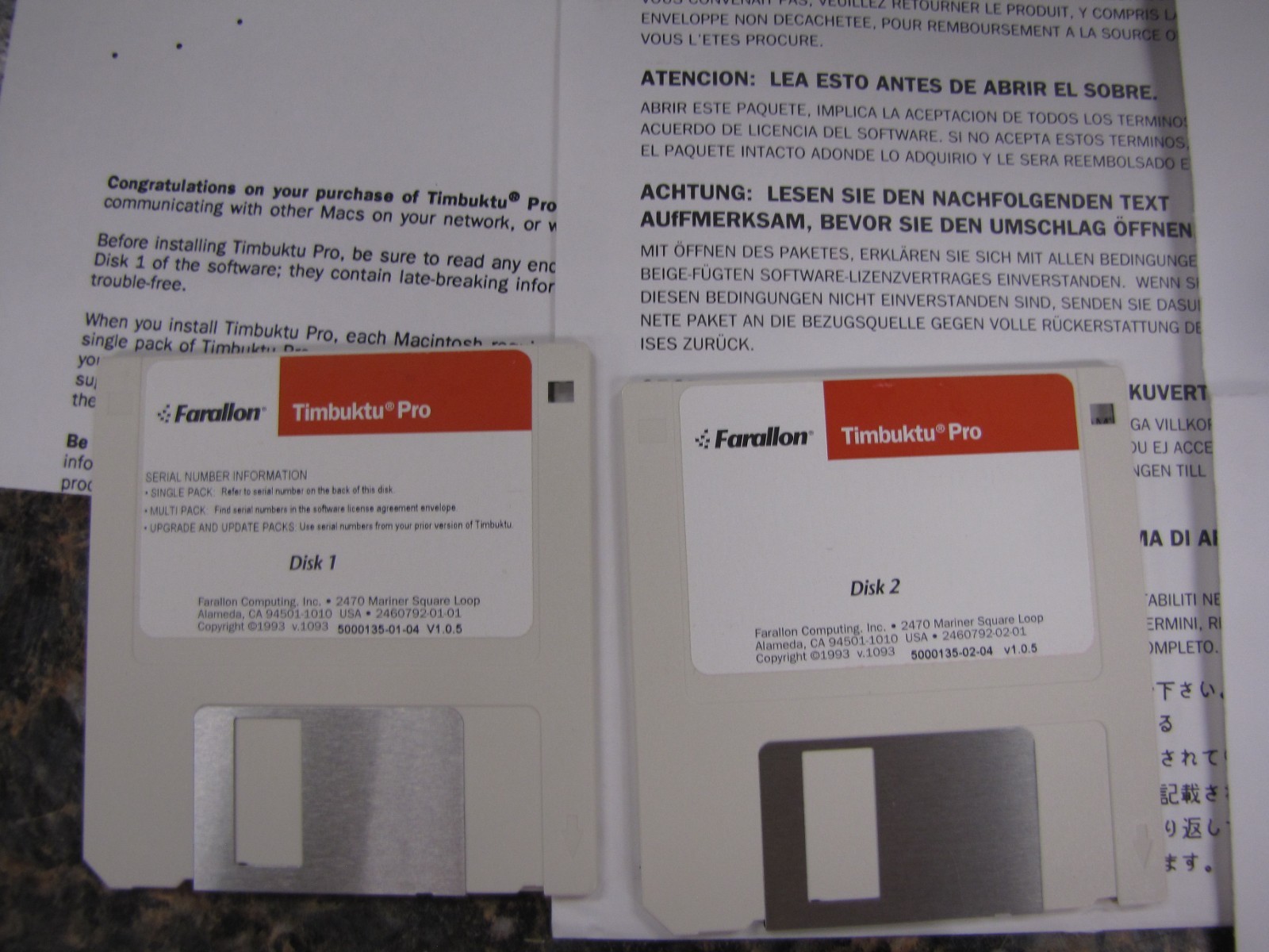 RARE – Farallon Timbuktu Pro 1992 Complete in Big Box Book & 2x 3.5″ Disks -HN10