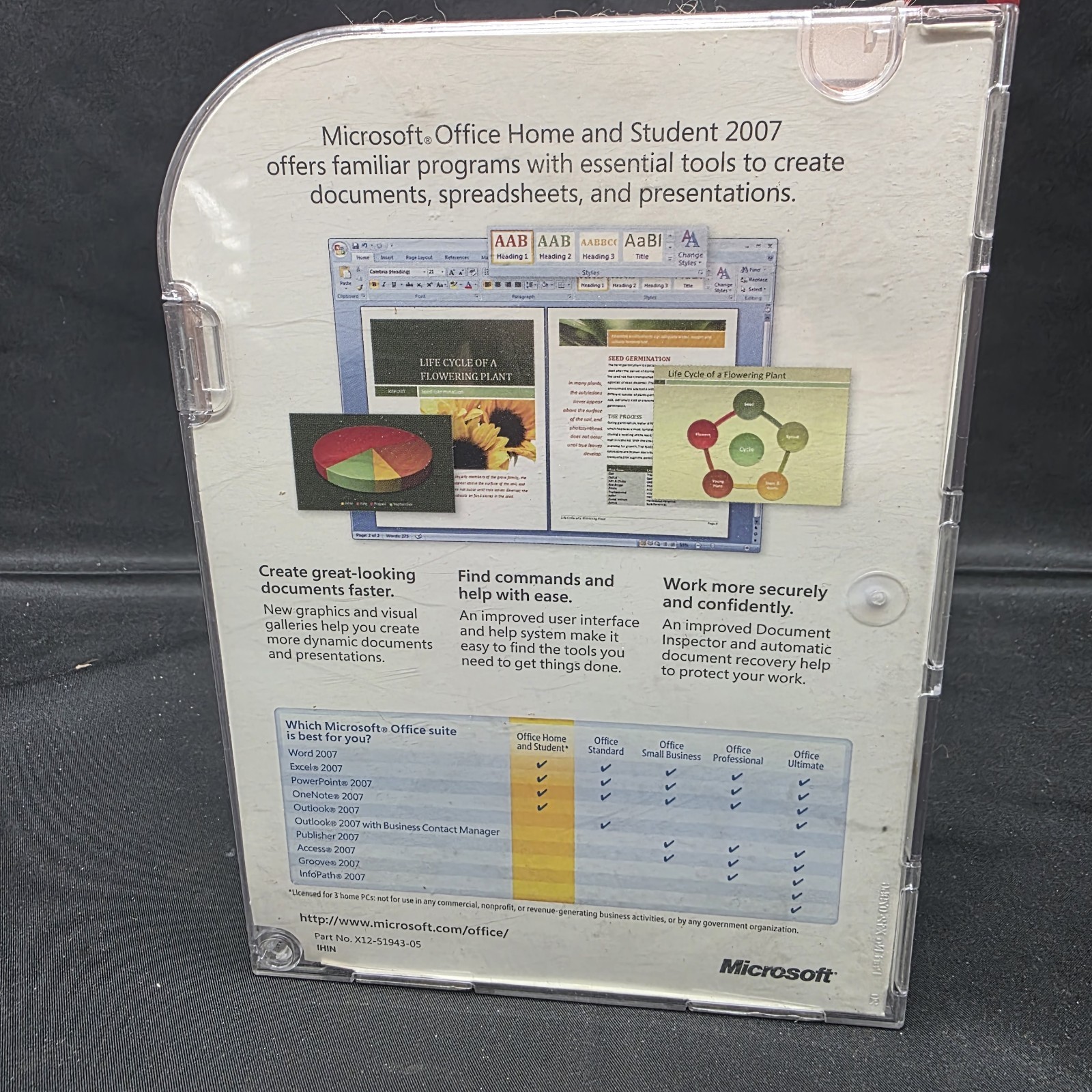 Microsoft Office Home and Student 2007 Word Excel PowerPoint w Key