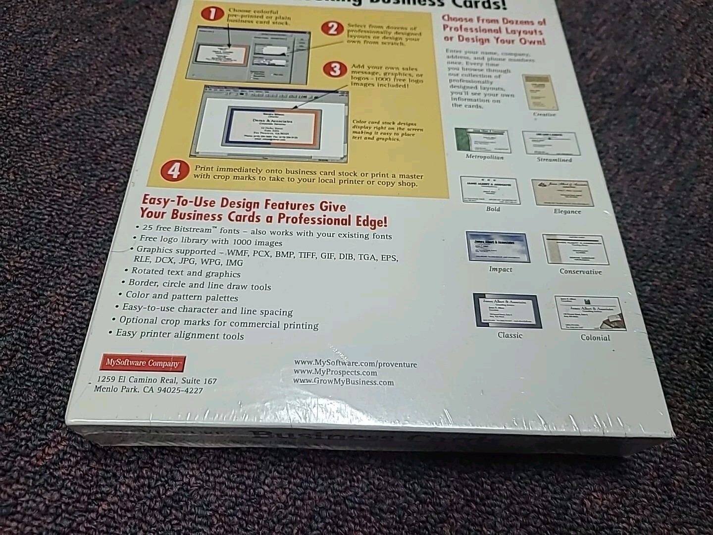 ProVenture Business Cards Design Print CD Software Windows 3.1/Windows 95