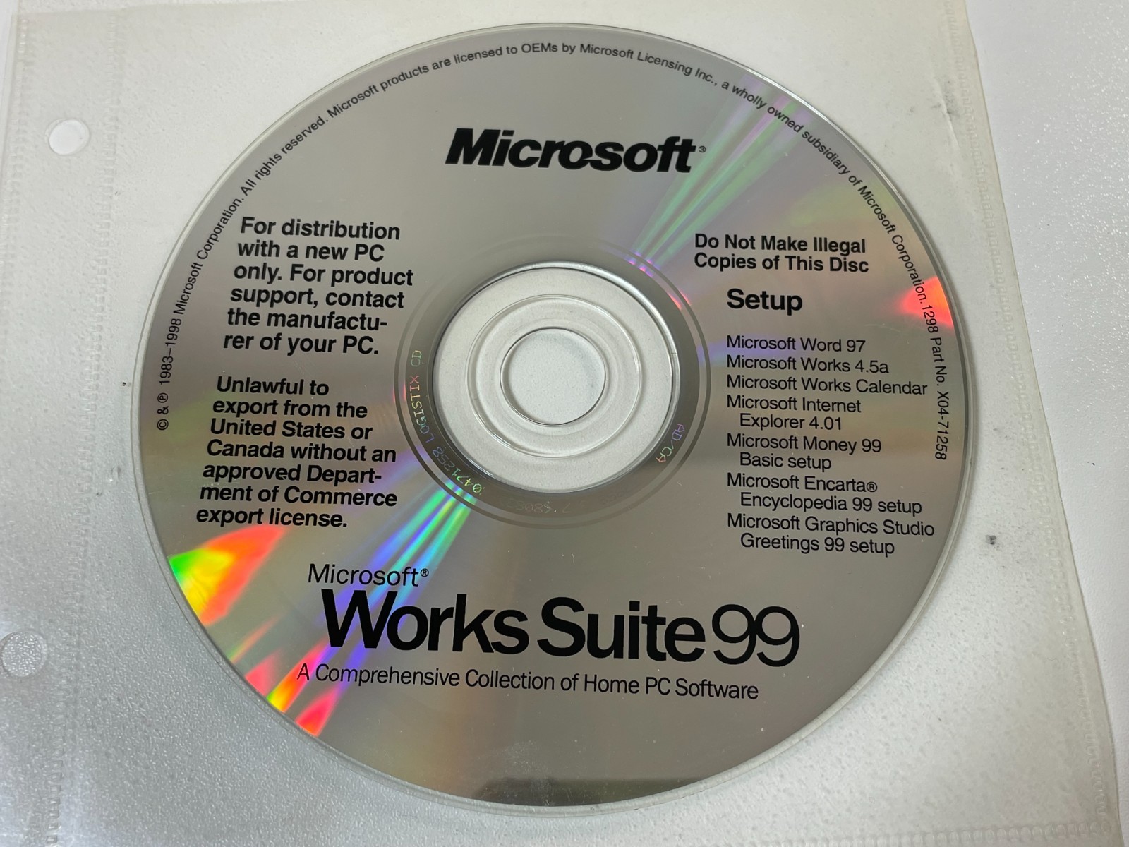 Vintage Microsoft Works Suite 99 3-Disc Set DISCS ONLY, NO PRODUCT KEY Software