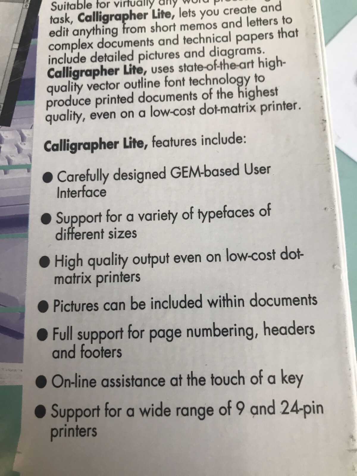 CALLIGRAPHER LITE/INTRODUCTION TO WORD PROCESSING Atari 1040/Mega/TT ST NEW Disk
