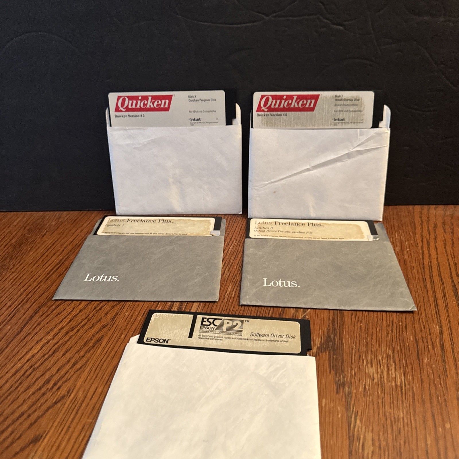 Various 5.25 5 1/4 Floppy Discs Quicken 4.0 Lotus Freelance Escp2 Driver