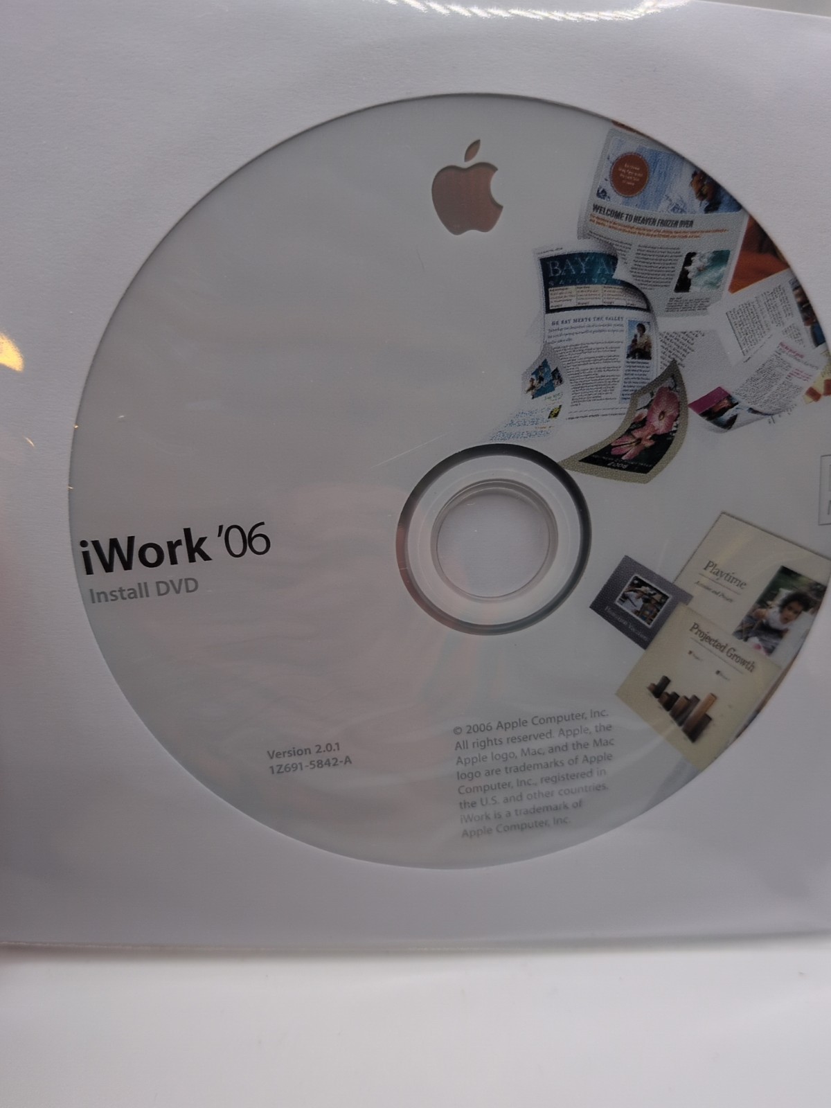 iWORK ’06 SOFTWARE APPLE PER MAC VERSION 2.0.1 1Z691-5842-A INSTALL DVD