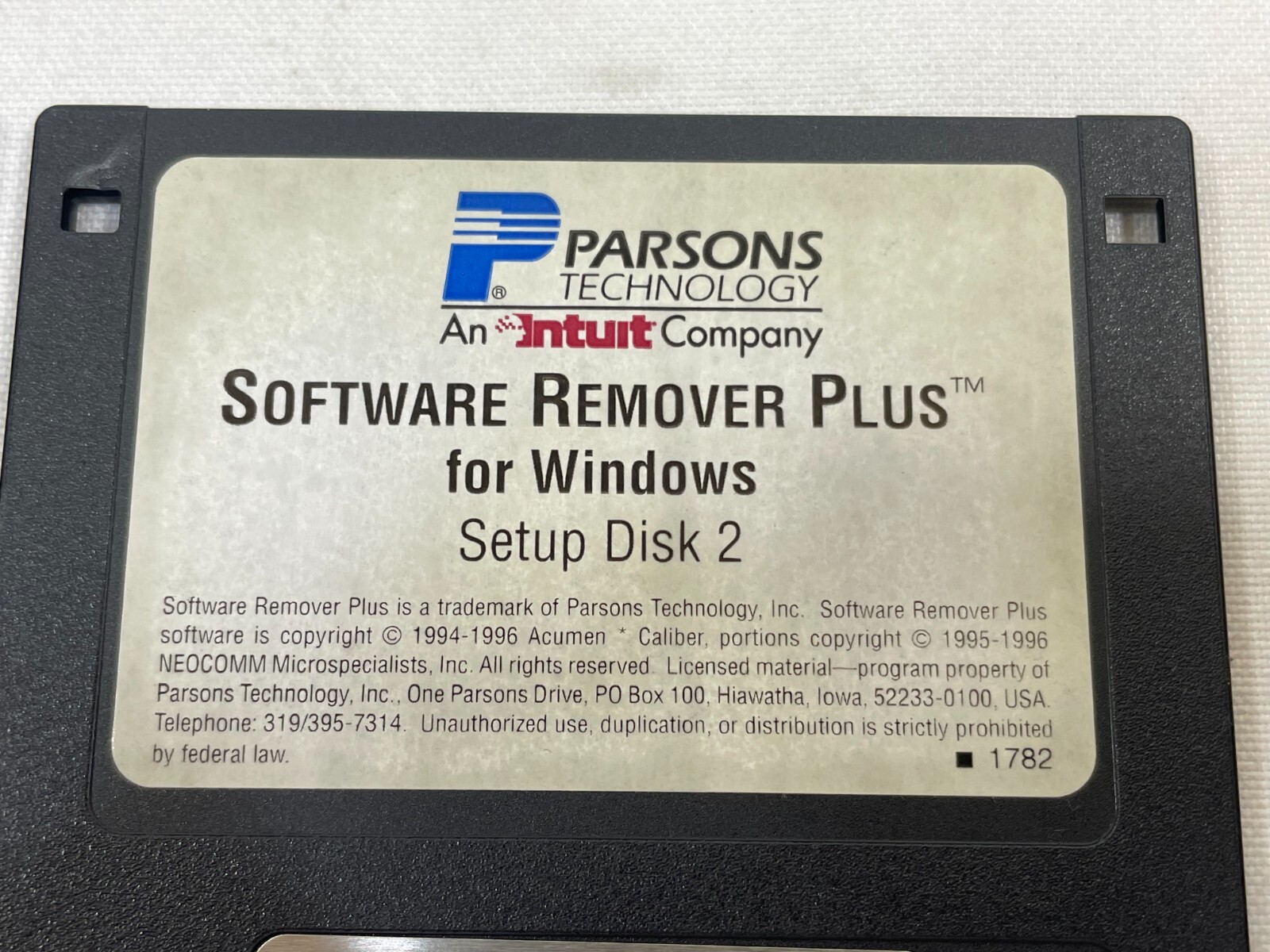 Vintage 1996 Parsons Technology Software Remover Plus for Windows 3.5″ Floppy