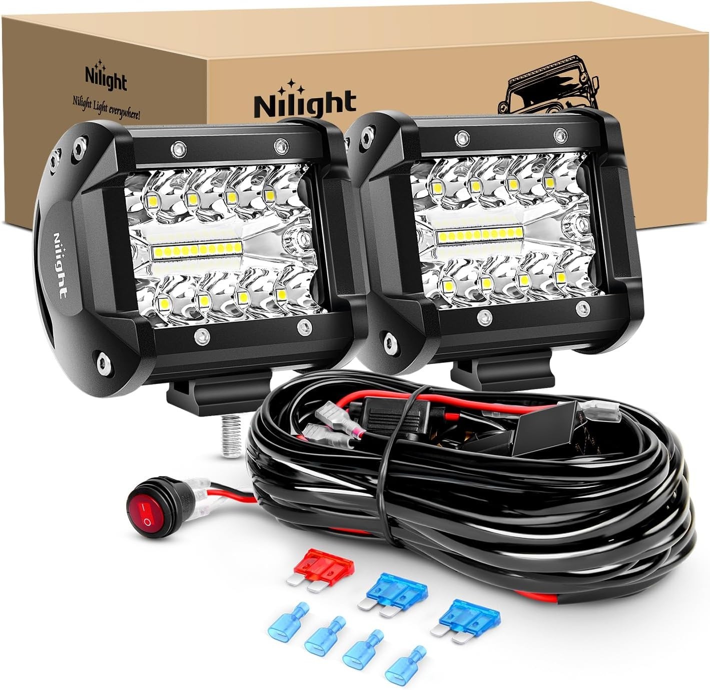 Focos LED De Inundacion Luces De Trabajo Antiniebla Con Arnes De Cableado 2 Pulg