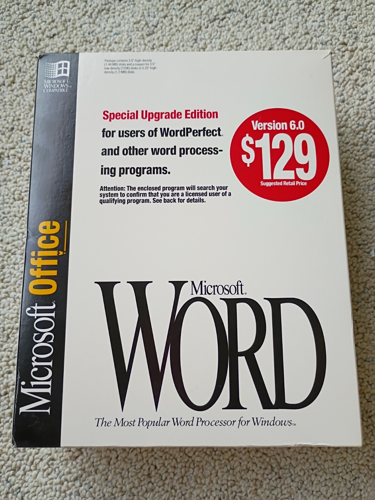 Microsoft Word Version 6.0 Special Upgrade Ed for Windows 3.5” High Density 1993