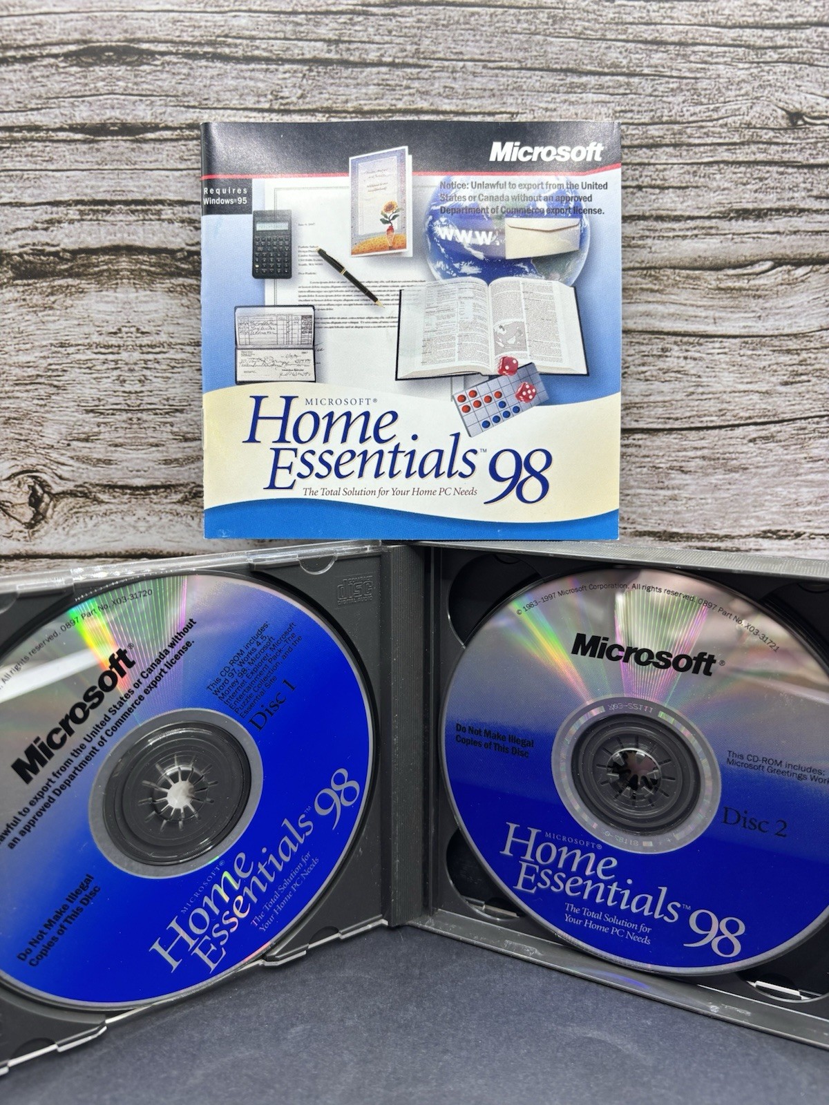 Microsoft Home Essentials 98 PC Software FOR Windows 95 4 Discs Original CD-ROM