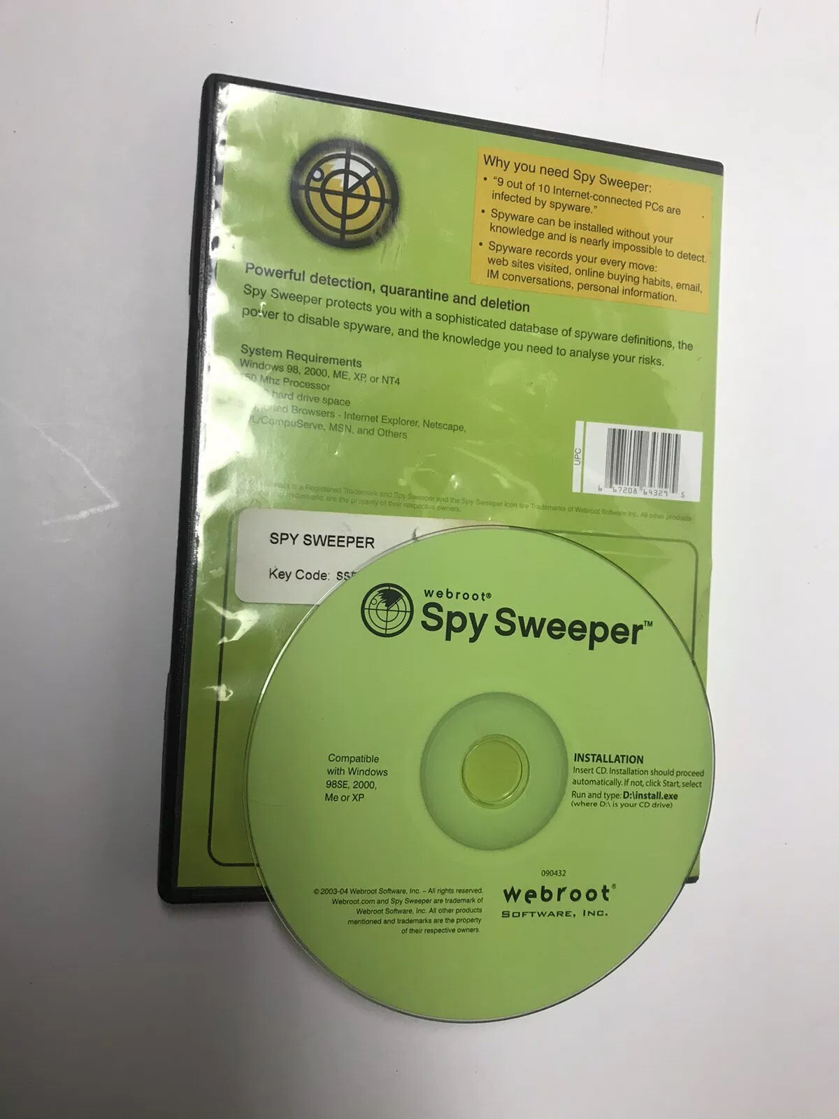 Webroot Spy Sweeper(CD-ROM) 2003-2004 With Key Code – Spyware Detection