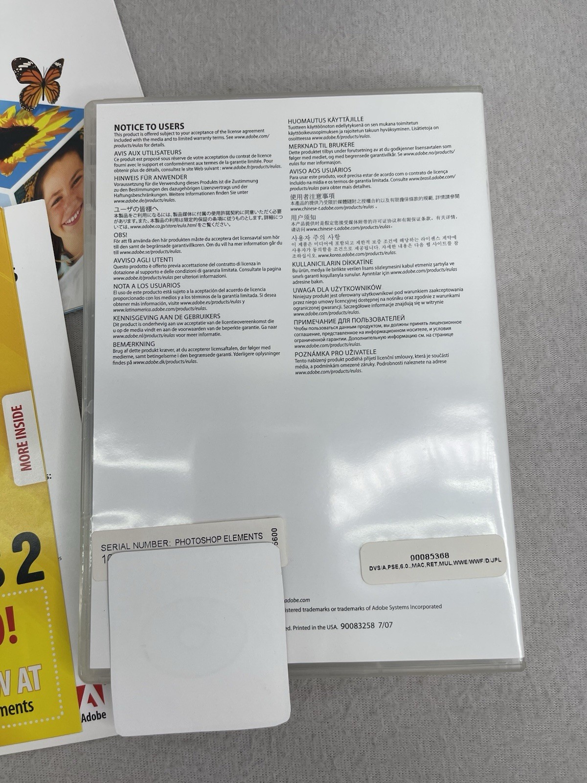 Adobe Photoshop Elements 6 PC Software CD 2007 w Serial Key Case Not Tested