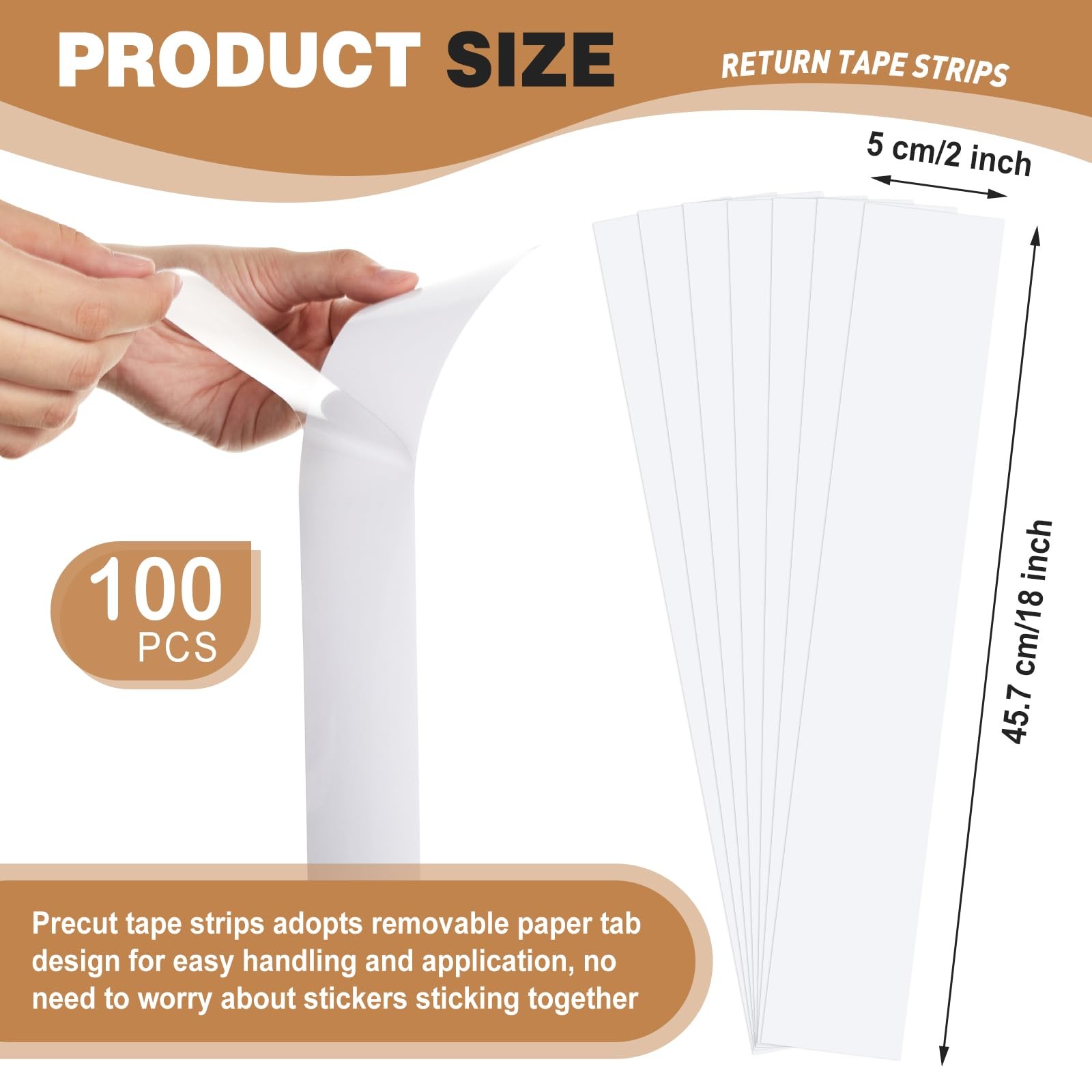 100 Pack Clear Packing Tape Precut Return Tape Strips Bulk Packaging Mailing