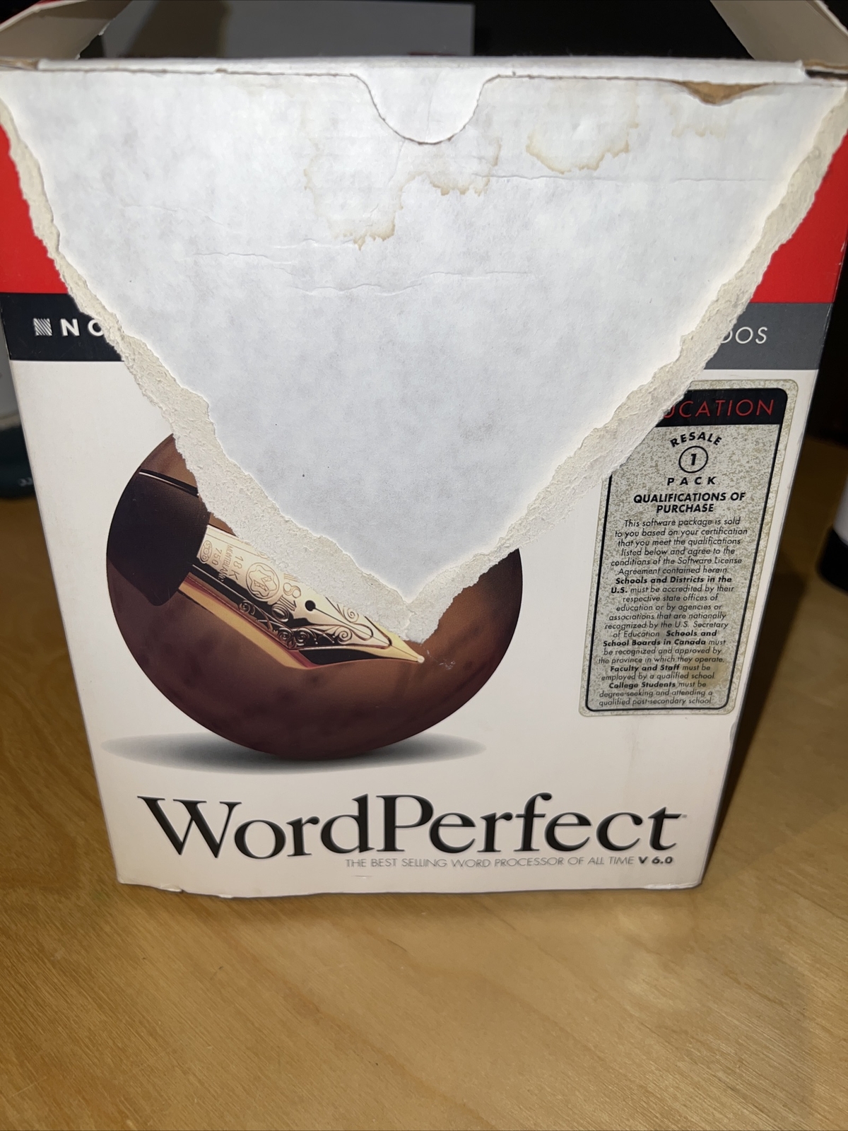 WORD PERFECT V 6.0 For DOS Education 3.5″ HD Diskettes Manuals With Box